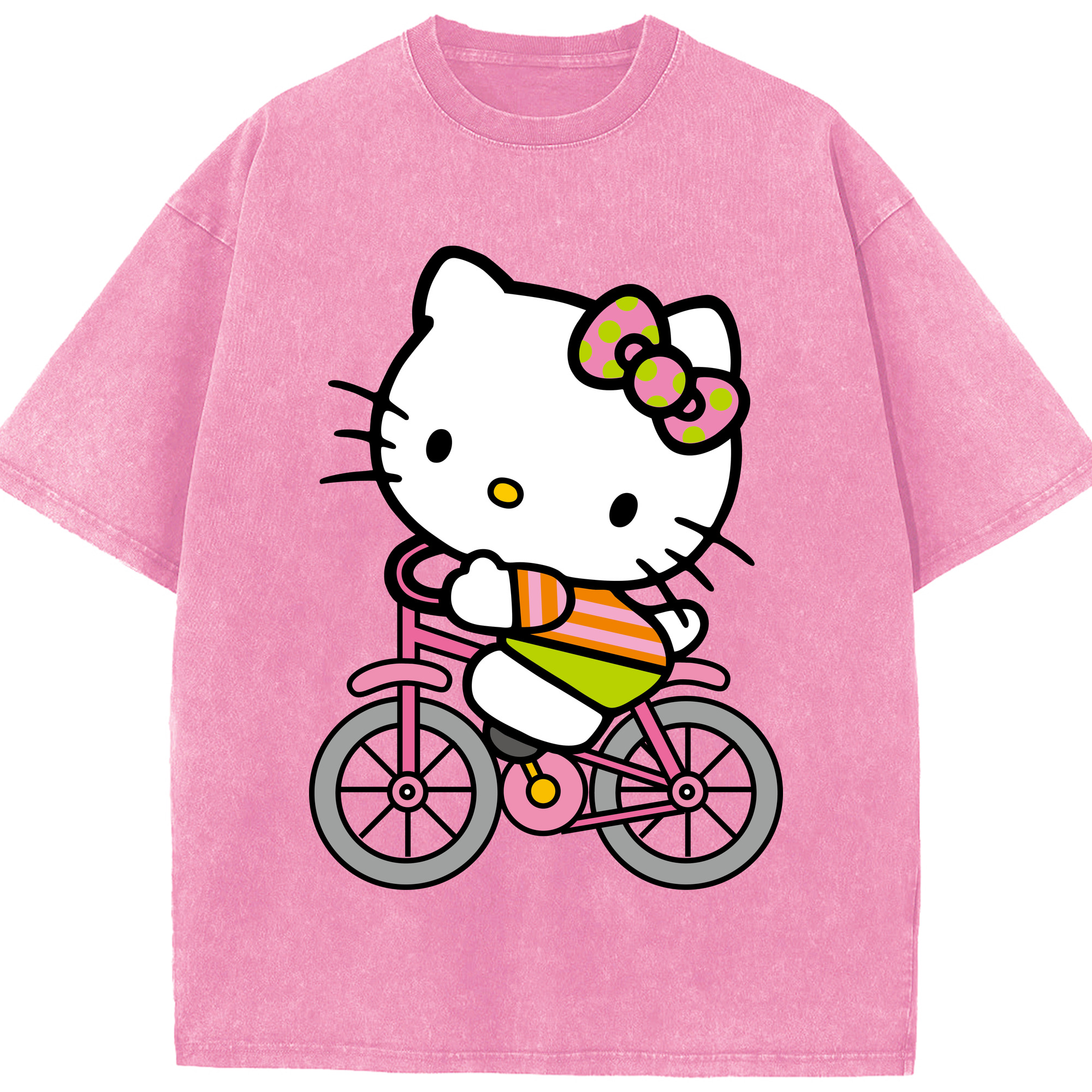 （画像用） Hello Kitty ハローキティ 綿100% ヴィンテージ風 半袖Tシャツ（フロントプリント）